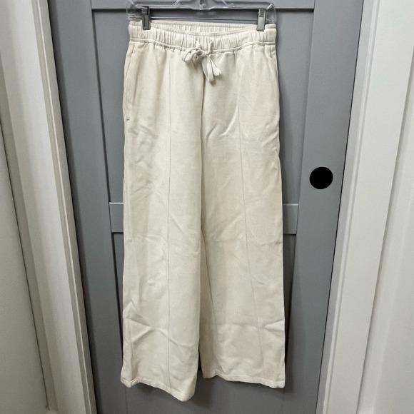 Size M American Vintage Women’s Wide Leg Drawstring & Elastic Waist pants Cream - Picture 1 of 9